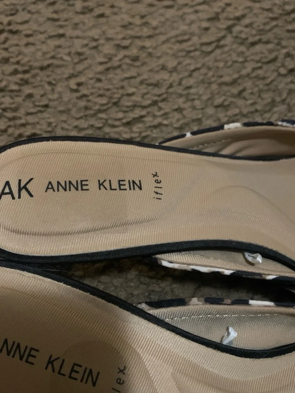 Anne Klein Black and White Leopard Pointed Toe Flats with Bow - Picture 3 of 3